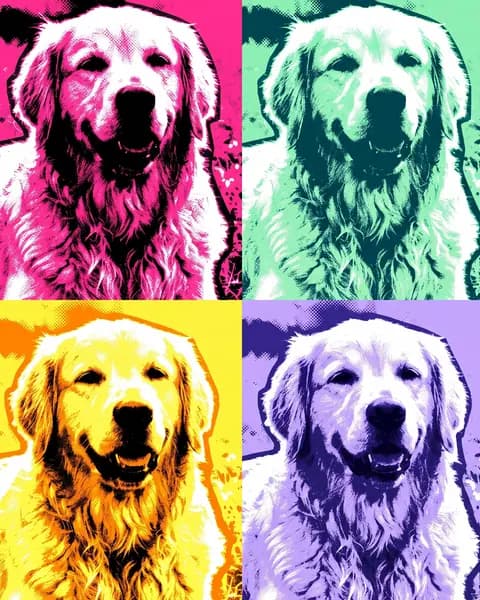 Example: Golden retriever in the Pop Art style