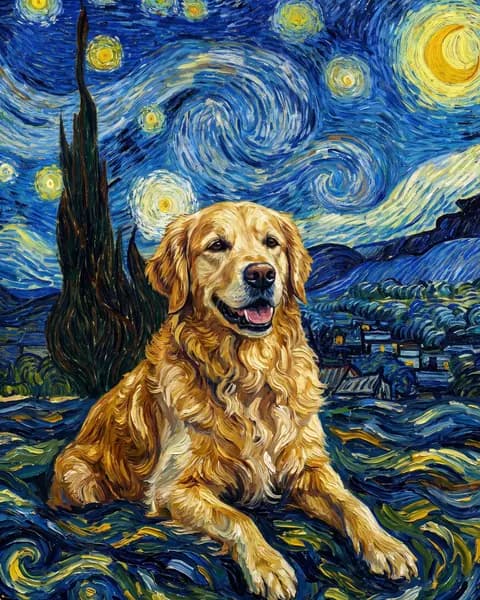 Example: a pet in the Starry Night style